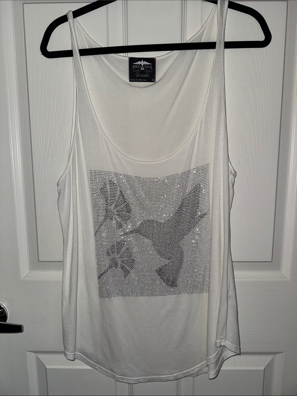 White Rhinestone Hummingbird Tank